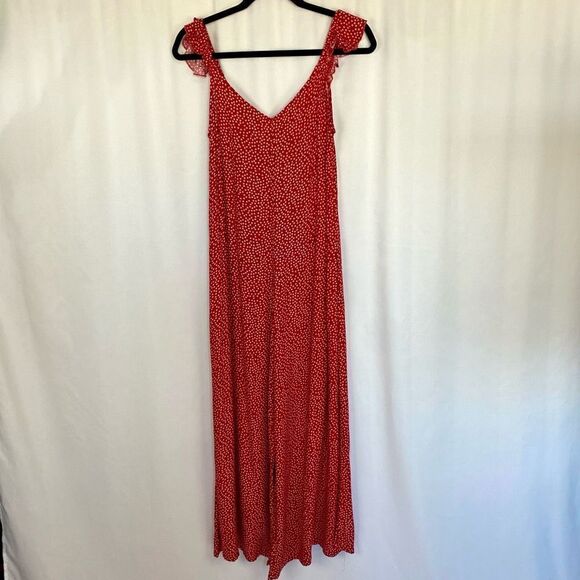 NWT New Elan Adorable Jumpsuit Ditzy Daisy Red White Wide Leg Woman’s Small - Picture 1 of 12
